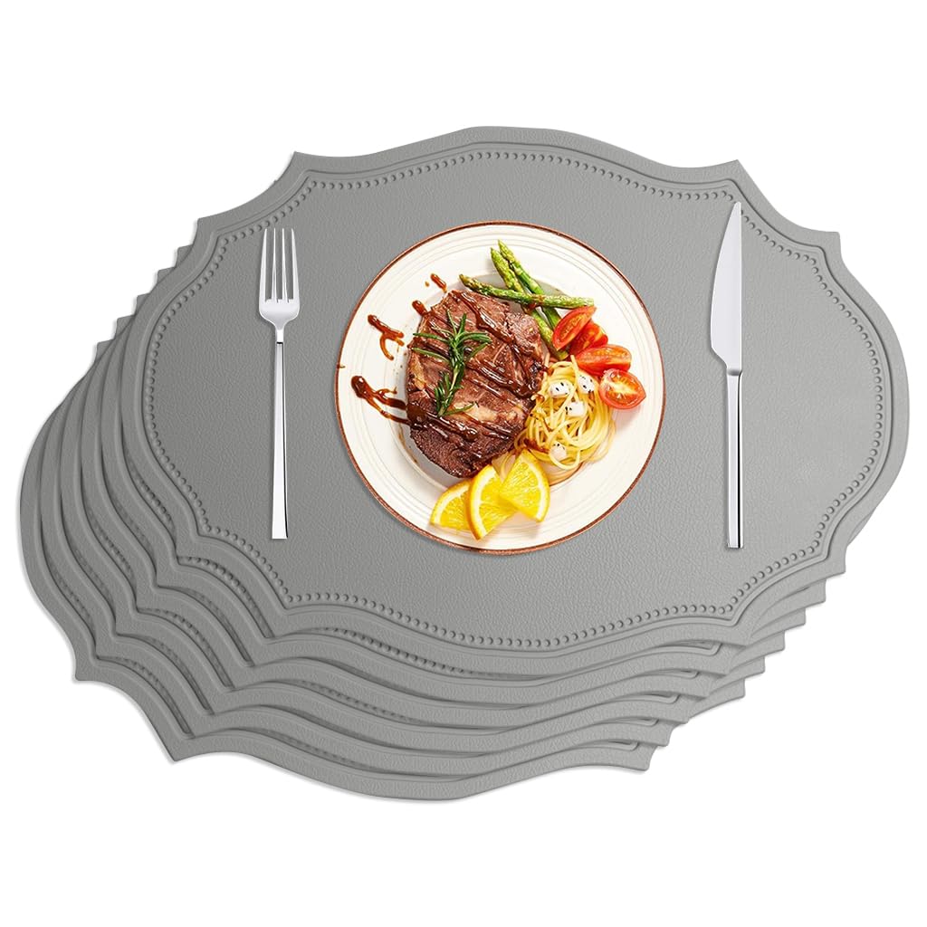 Supvox PU Placemats Set of 6 Vintage Minimalism Embossing PU Insulation Placemats Anti-slip Dining Placemats Oil-proof PU Leather Placemats for Kitchen Coffee Dining Room Table Supvox PU Placemats Set of 6 Vintage Minimalism Embossing PU Insulation Placemats Anti-slip Dining Placemats Oil-proof PU Leather Placemats for Kitchen Coffee Dining Room Table